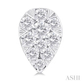 1/6 ctw Lovebright Petite Pear Shape Round Cut Diamond Fashion Stud Earring in 10K White Gold